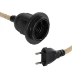 GLOBOSTAR® WHIP 77660 Μοντέρνο DIY Φωτιστικό με Υφασμάτινο Καλώδιο, Ντουί 1 x E27, Διακόπτη On/Off & Πρίζα AC 220-240V IP20 - Μπεζ & Μαύρο - Μ140 x Π5.8 x Υ5.8cm