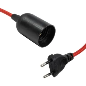 GLOBOSTAR® WHIP 77666 Μοντέρνο DIY Φωτιστικό με Υφασμάτινο Καλώδιο, Ντουί 1 x E27, Διακόπτη On/Off & Πρίζα AC 220-240V IP20 - Κόκκινο & Μαύρο - Μ140 x Π4 x Υ4cm