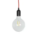 GLOBOSTAR® WHIP 77666 Μοντέρνο DIY Φωτιστικό με Υφασμάτινο Καλώδιο, Ντουί 1 x E27, Διακόπτη On/Off & Πρίζα AC 220-240V IP20 - Κόκκινο & Μαύρο - Μ140 x Π4 x Υ4cm - Image 3