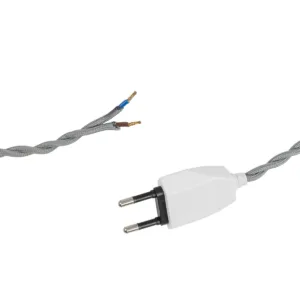 GLOBOSTAR® WHIP 77674 Μοντέρνο DIY Πλεκτό Καλώδιο με Διακόπτη On/Off AC 220-240V IP20 - Γκρι & Λευκό - Μ150 x Π2.7 x Υ1.9cm