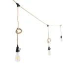 GLOBOSTAR® WHIP 77676 Μοντέρνο DIY Φωτιστικό με Υφασμάτινο Καλώδιο, Ντουί 3 x E27, Διακόπτη On/Off & Πρίζα AC 220-240V IP20 - Μπεζ & Μαύρο - Μ650 x Π5.5 x Υ100cm