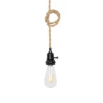 GLOBOSTAR® WHIP 77676 Μοντέρνο DIY Φωτιστικό με Υφασμάτινο Καλώδιο, Ντουί 3 x E27, Διακόπτη On/Off & Πρίζα AC 220-240V IP20 - Μπεζ & Μαύρο - Μ650 x Π5.5 x Υ100cm - Image 2