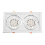 GloboStar® VITA 77854 Χωνευτό Κινούμενο Διπλό Τετράγωνο Σποτ Οροφής για Λάμπα AR111 - IP20 - Χυτό Αλουμίνιο - M33.5 x Π17.5 x Y5.5cm - Λευκό - 5 Χρόνια Εγγύηση - Image 5