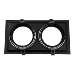 GloboStar® VITA 77855 Χωνευτό Κινούμενο Διπλό Τετράγωνο Σποτ Οροφής για Λάμπα AR111 - IP20 - Χυτό Αλουμίνιο - M33.5 x Π17.5 x Y5.5cm - Μαύρο - 5 Χρόνια Εγγύηση