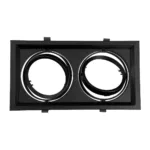 GloboStar® VITA 77855 Χωνευτό Κινούμενο Διπλό Τετράγωνο Σποτ Οροφής για Λάμπα AR111 - IP20 - Χυτό Αλουμίνιο - M33.5 x Π17.5 x Y5.5cm - Μαύρο - 5 Χρόνια Εγγύηση - Image 2