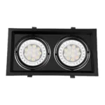 GloboStar® VITA 77855 Χωνευτό Κινούμενο Διπλό Τετράγωνο Σποτ Οροφής για Λάμπα AR111 - IP20 - Χυτό Αλουμίνιο - M33.5 x Π17.5 x Y5.5cm - Μαύρο - 5 Χρόνια Εγγύηση - Image 4