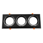 GloboStar® VITA 77857 Χωνευτό Κινούμενο Τριπλο Τετράγωνο Σποτ Οροφής για Λάμπα AR111 - IP20 - Χυτό Αλουμίνιο - M48.7 x Π18.7 x Y5.5cm - Μαύρο - 5 Χρόνια Εγγύηση - Image 2