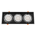 GloboStar® VITA 77857 Χωνευτό Κινούμενο Τριπλο Τετράγωνο Σποτ Οροφής για Λάμπα AR111 - IP20 - Χυτό Αλουμίνιο - M48.7 x Π18.7 x Y5.5cm - Μαύρο - 5 Χρόνια Εγγύηση - Image 5