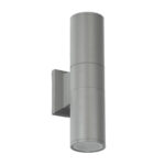 GloboStar® WALLY 77875 Φωτιστικό Τοίχου - Απλίκα Αρχιτεκτονικού Φωτισμού Εσωτερικού/Εξωτερικού Χώρου Up & Down Δίφωτο 2 x GU10 AC220-240V Αδιάβροχο IP65 - Σώμα Αλουμινίου & Tempered Glass - Μ6.4 x Π11 x Υ25cm - Ασημί - 5 Years Warranty - Image 2