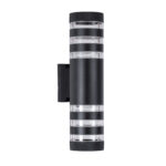 GloboStar® ORION 77883 Φωτιστικό Τοίχου - Απλίκα Αρχιτεκτονικού Φωτισμού Εσωτερικού/Εξωτερικού Χώρου Up & Down Δίφωτο 2 x GU10 AC220-240V Αδιάβροχο IP65 - Σώμα Αλουμινίου & Tempered Glass - Μ9 x Π15x Υ35.5cm - Μαύρο - 5 Years Warranty - Image 2