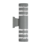 GloboStar® ORION 77885 Φωτιστικό Τοίχου - Απλίκα Αρχιτεκτονικού Φωτισμού Εσωτερικού/Εξωτερικού Χώρου Up & Down Δίφωτο 2 x GU10 AC220-240V Αδιάβροχο IP65 - Σώμα Αλουμινίου & Tempered Glass - Μ9 x Π15x Υ35.5cm - Ασημί - 5 Years Warranty - Image 5