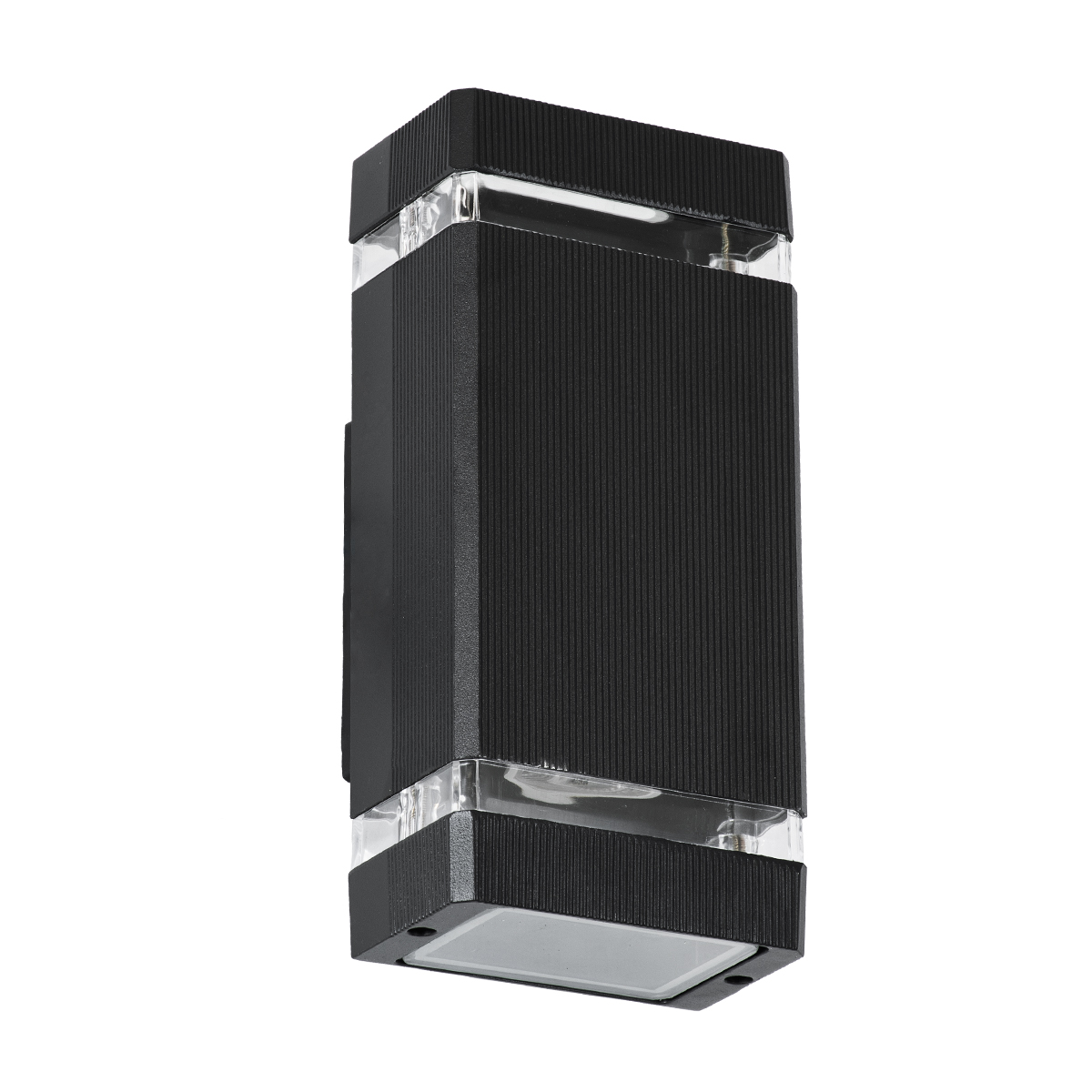 GloboStar® QUATRO 77893 Φωτιστικό Τοίχου - Απλίκα Αρχιτεκτονικού Φωτισμού Εσωτερικού/Εξωτερικού Χώρου Up & Down Δίφωτο 2 x GU10 AC220-240V Αδιάβροχο IP65 - Σώμα Αλουμινίου & Tempered Glass - Μ10.8 x Π10.5 x Υ25.5cm - Μαύρο - 5 Years Warranty - Image 2