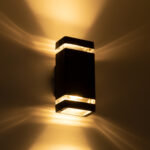 GloboStar® QUATRO 77893 Φωτιστικό Τοίχου - Απλίκα Αρχιτεκτονικού Φωτισμού Εσωτερικού/Εξωτερικού Χώρου Up & Down Δίφωτο 2 x GU10 AC220-240V Αδιάβροχο IP65 - Σώμα Αλουμινίου & Tempered Glass - Μ10.8 x Π10.5 x Υ25.5cm - Μαύρο - 5 Years Warranty - Image 7