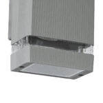 GloboStar® QUATRO 77895 Φωτιστικό Τοίχου - Απλίκα Αρχιτεκτονικού Φωτισμού Εσωτερικού/Εξωτερικού Χώρου Up & Down Δίφωτο 2 x GU10 AC220-240V Αδιάβροχο IP65 - Σώμα Αλουμινίου & Tempered Glass - Μ10.8 x Π10.5 x Υ25.5cm - Ασημί - 5 Years Warranty - Image 6