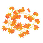 GloboStar® 78117 Τεχνητό Κρεμαστό Φυτό Διακοσμητική Γιρλάντα Λουλουδιών με 30 Πορτοκαλί Φύλλα Σφενδάμης M20 x Π20 x Υ220cm - Image 2