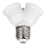 GloboStar® 78969 Πλαστικός Αντάπτορας Μετατροπέας από 1xE27 Ντουί σε 2xE27 Ντουί Λευκό - Image 2
