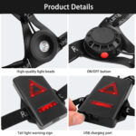 GloboStar® 79072 Φορητός Φακός Ασφαλείας Στήθους & Πλάτης για Ποδηλάτες & Runners με Φωτεινή Σήμανση LED XRE Q5 5W 600lm 200° - Ενσωματωμένη Μπαταρία 2000mAh DC 5V Επαναφορτιζόμενος με Καλώδιο Τροφοδοσίας USB 2.0 3 Modes Αδιάβροχος IP66 Ψυχρό Λευκό 6000K - Image 4