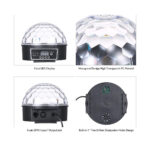 GloboStar® 79602 LED Party Disco Μπάλα με Περιστρεφόμενα Φωτορυθμικά Εφέ Πολύχρωμη RGB DMX512 20W με Sound Control Activated Εφέ και με Ασύρματο Χειριστήριο AC 230V IP20 Φ17 x Υ15cm - Image 5