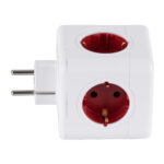 GloboStar® TRAVEL PowerCube PRO Certified 79628 Πολύπριζο 5 Θέσεων με 5 Πρίζες Ασφαλείας Childproof EU Schuko AC 220-240V Μ7.5 x Π11.5 x Υ7.5 - Λευκό με Κόκκινο - Max Load 3680W/16A - Image 5