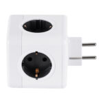 GloboStar® TRAVEL PowerCube PRO Certified 79633 Πολύπριζο 6 Θέσεων με 4 Πρίζες Ασφαλείας Childproof EU Schuko AC 220-240V & 2 Πρίζες USB Max 2.1A/DC 5V Μ7.5 x Π11.5 x Υ7.5 - Λευκό με Γκρι - Max Load 3680W/16A - Image 2