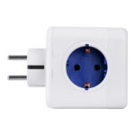 GloboStar® TRAVEL PowerCube PRO Certified 79638 Πολύπριζο 6 Θέσεων με 4 Πρίζες Ασφαλείας Childproof EU Schuko AC 220-240V & 2 Πρίζες USB Max 2.1A/DC 5V Μ7.5 x Π11.5 x Υ7.5 - Λευκό με Μπλε - Max Load 3680W/16A - Image 6