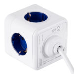 GloboStar® TRAVEL PowerCube PRO Certified 79643 Πολύπριζο 6 Θέσεων με 1.5m Kαλώδιο - 4 Πρίζες Ασφαλείας Childproof EU Schuko AC 220-240V & 2 Πρίζες USB Max 2.1A/DC 5V Μ7.5 x Π7.5 x Υ7.5 - Λευκό με Μπλε - Max Load 3680W/16A - Image 3
