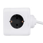 GloboStar® TRAVEL PowerCube PRO Certified 79644 Πολύπριζο 5 Θέσεων με 1.5m Kαλώδιο - 5 Πρίζες Ασφαλείας Childproof EU Schuko AC 220-240V Μ7.5 x Π7.5 x Υ7.5 - Λευκό με Γκρι - Max Load 3680W/16A - Image 7
