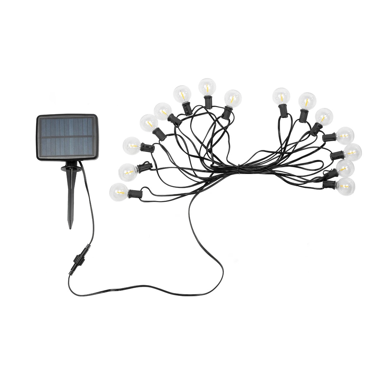 GLOBOSTAR® TWILIGHT 79667 Μοντέρνο Φωτιστικό Κήπου Γιρλάντα 7.7m με 15 Λάμπες & IR Ασύρματο Χειριστήριο LED 9W 810lm 360° DC 3.7V με Ενσωματωμένο Φωτοβολταϊκό Panel 5.5V 1.5W & Επαναφορτιζόμενη Μπαταρία Li-ion 3.7V 1x18650 2200mAh Αδιάβροχο IP65 Θερμό Λευκό 2700Κ Dimmable - Sanan SMD Chip - Μαύρο & Διάφανο - Μ770 x Π4 x Υ7cm - 2 Χρόνια Εγγύηση - Image 9