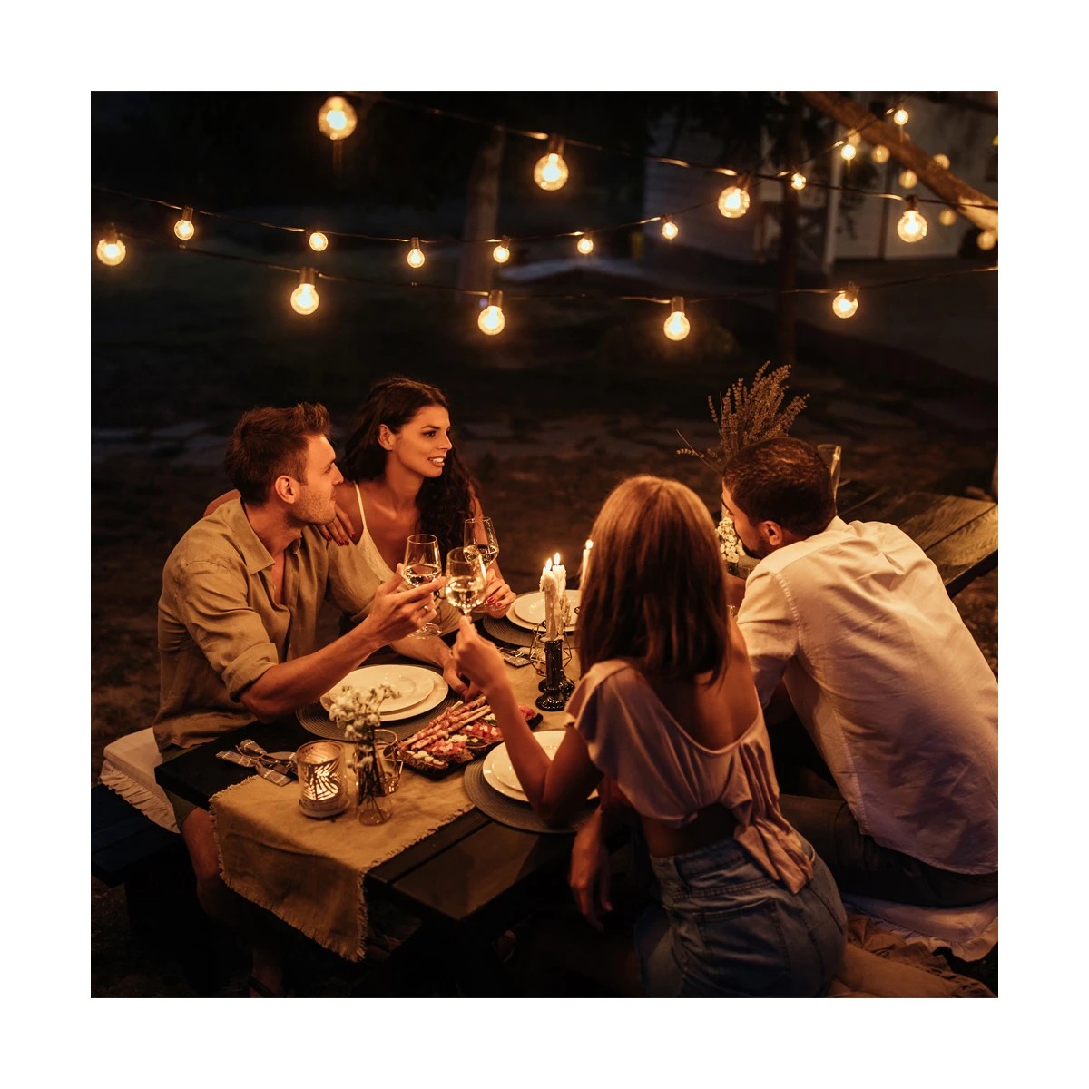 GLOBOSTAR® TWILIGHT 79667 Μοντέρνο Φωτιστικό Κήπου Γιρλάντα 7.7m με 15 Λάμπες & IR Ασύρματο Χειριστήριο LED 9W 810lm 360° DC 3.7V με Ενσωματωμένο Φωτοβολταϊκό Panel 5.5V 1.5W & Επαναφορτιζόμενη Μπαταρία Li-ion 3.7V 1x18650 2200mAh Αδιάβροχο IP65 Θερμό Λευκό 2700Κ Dimmable - Sanan SMD Chip - Μαύρο & Διάφανο - Μ770 x Π4 x Υ7cm - 2 Χρόνια Εγγύηση - Image 12