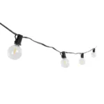 GLOBOSTAR® TWILIGHT 79667 Μοντέρνο Φωτιστικό Κήπου Γιρλάντα 7.7m με 15 Λάμπες & IR Ασύρματο Χειριστήριο LED 9W 810lm 360° DC 3.7V με Ενσωματωμένο Φωτοβολταϊκό Panel 5.5V 1.5W & Επαναφορτιζόμενη Μπαταρία Li-ion 3.7V 1x18650 2200mAh Αδιάβροχο IP65 Θερμό Λευκό 2700Κ Dimmable - Sanan SMD Chip - Μαύρο & Διάφανο - Μ770 x Π4 x Υ7cm - 2 Χρόνια Εγγύηση