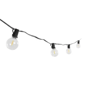 GLOBOSTAR® TWILIGHT 79667 Μοντέρνο Φωτιστικό Κήπου Γιρλάντα 7.7m με 15 Λάμπες & IR Ασύρματο Χειριστήριο LED 9W 810lm 360° DC 3.7V με Ενσωματωμένο Φωτοβολταϊκό Panel 5.5V 1.5W & Επαναφορτιζόμενη Μπαταρία Li-ion 3.7V 1x18650 2200mAh Αδιάβροχο IP65 Θερμό Λευκό 2700Κ Dimmable - Sanan SMD Chip - Μαύρο & Διάφανο - Μ770 x Π4 x Υ7cm - 2 Χρόνια Εγγύηση