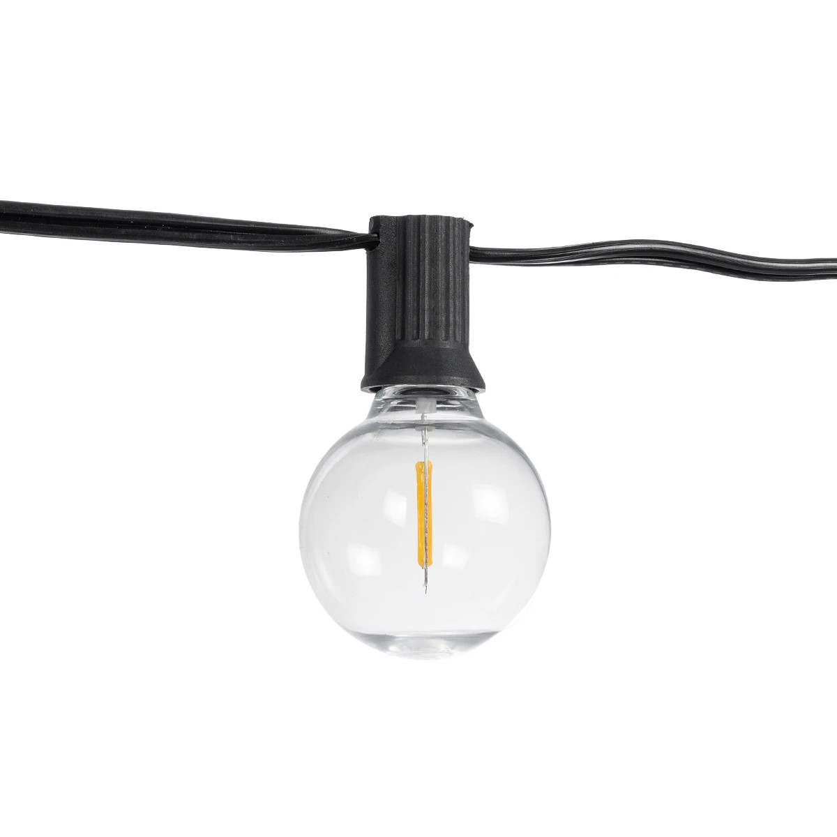 GLOBOSTAR® TWILIGHT 79667 Μοντέρνο Φωτιστικό Κήπου Γιρλάντα 7.7m με 15 Λάμπες & IR Ασύρματο Χειριστήριο LED 9W 810lm 360° DC 3.7V με Ενσωματωμένο Φωτοβολταϊκό Panel 5.5V 1.5W & Επαναφορτιζόμενη Μπαταρία Li-ion 3.7V 1x18650 2200mAh Αδιάβροχο IP65 Θερμό Λευκό 2700Κ Dimmable - Sanan SMD Chip - Μαύρο & Διάφανο - Μ770 x Π4 x Υ7cm - 2 Χρόνια Εγγύηση - Image 5