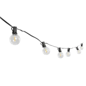 GLOBOSTAR® TWILIGHT 79668 Μοντέρνο Φωτιστικό Κήπου Γιρλάντα 10.5m με 30 Λάμπες & IR Ασύρματο Χειριστήριο LED 18W 1620lm 360° DC 3.7V με Ενσωματωμένο Φωτοβολταϊκό Panel 5.5V 3W & Επαναφορτιζόμενη Μπαταρία Li-ion 3.7V 2x18650 4400mAh Αδιάβροχο IP65 Θερμό Λευκό 2700Κ Dimmable - Sanan SMD Chip - Μαύρο & Διάφανο - Μ1050 x Π4 x Υ7cm - 2 Χρόνια Εγγύηση