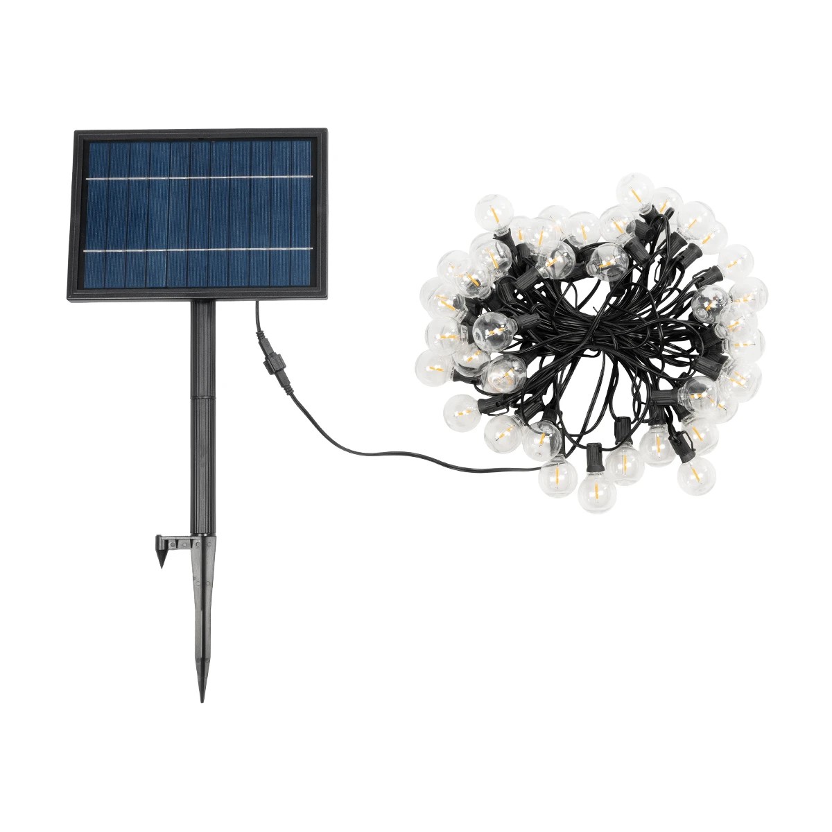 GLOBOSTAR® TWILIGHT 79669 Μοντέρνο Φωτιστικό Κήπου Γιρλάντα 14.5m με 50 Λάμπες LED 30W 2700lm 360° DC 3.7V με Ενσωματωμένο Φωτοβολταϊκό Panel 5.5V 5W & Επαναφορτιζόμενη Μπαταρία Li-ion 3.7V 3x18650 6600mAh Αδιάβροχο IP65 Θερμό Λευκό 2700Κ Dimmable - Sanan SMD Chip - Μαύρο & Διάφανο - Μ1450 x Π4 x Υ7cm - 2 Χρόνια Εγγύηση - Image 9