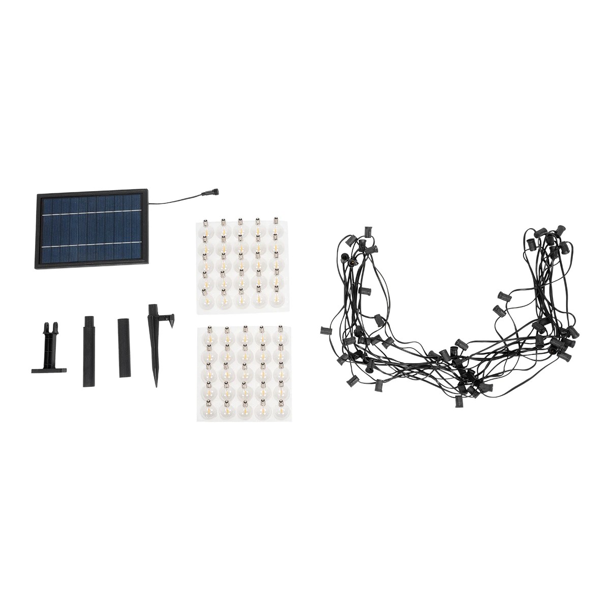 GLOBOSTAR® TWILIGHT 79669 Μοντέρνο Φωτιστικό Κήπου Γιρλάντα 14.5m με 50 Λάμπες LED 30W 2700lm 360° DC 3.7V με Ενσωματωμένο Φωτοβολταϊκό Panel 5.5V 5W & Επαναφορτιζόμενη Μπαταρία Li-ion 3.7V 3x18650 6600mAh Αδιάβροχο IP65 Θερμό Λευκό 2700Κ Dimmable - Sanan SMD Chip - Μαύρο & Διάφανο - Μ1450 x Π4 x Υ7cm - 2 Χρόνια Εγγύηση - Image 10