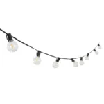 GLOBOSTAR® TWILIGHT 79669 Μοντέρνο Φωτιστικό Κήπου Γιρλάντα 14.5m με 50 Λάμπες LED 30W 2700lm 360° DC 3.7V με Ενσωματωμένο Φωτοβολταϊκό Panel 5.5V 5W & Επαναφορτιζόμενη Μπαταρία Li-ion 3.7V 3x18650 6600mAh Αδιάβροχο IP65 Θερμό Λευκό 2700Κ Dimmable - Sanan SMD Chip - Μαύρο & Διάφανο - Μ1450 x Π4 x Υ7cm - 2 Χρόνια Εγγύηση