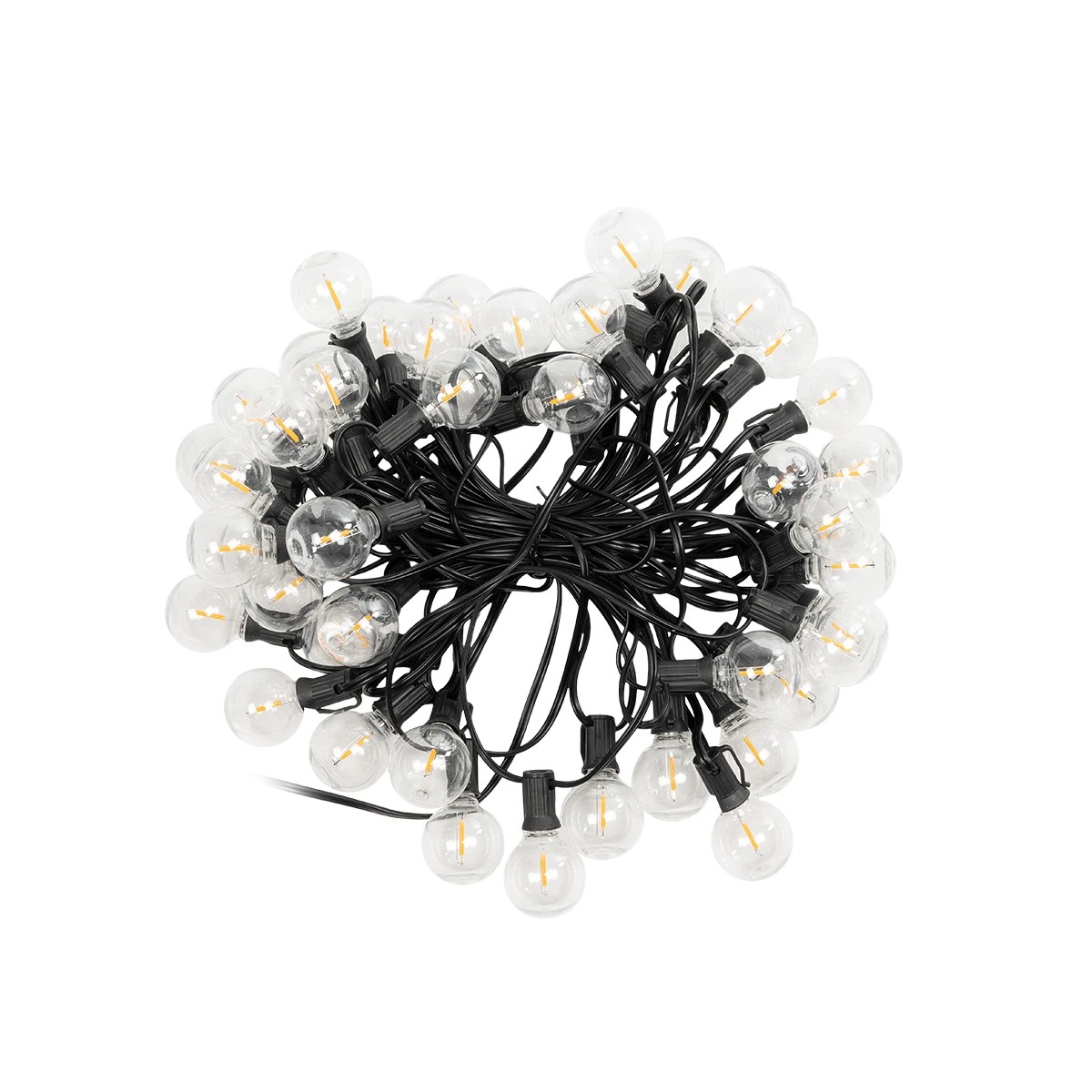 GLOBOSTAR® TWILIGHT 79669 Μοντέρνο Φωτιστικό Κήπου Γιρλάντα 14.5m με 50 Λάμπες LED 30W 2700lm 360° DC 3.7V με Ενσωματωμένο Φωτοβολταϊκό Panel 5.5V 5W & Επαναφορτιζόμενη Μπαταρία Li-ion 3.7V 3x18650 6600mAh Αδιάβροχο IP65 Θερμό Λευκό 2700Κ Dimmable - Sanan SMD Chip - Μαύρο & Διάφανο - Μ1450 x Π4 x Υ7cm - 2 Χρόνια Εγγύηση - Image 3