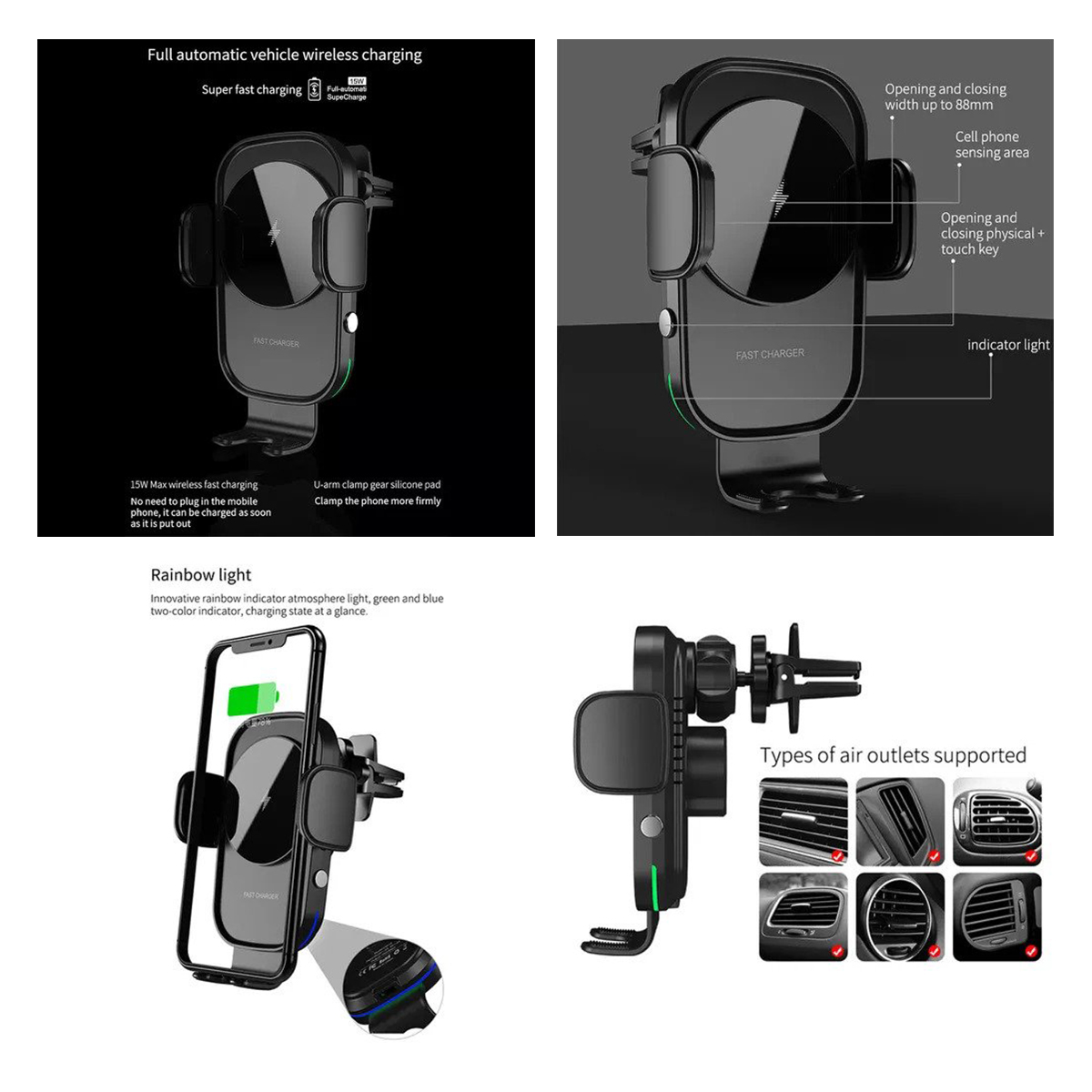 GloboStar® 79696 Μαγνητική Βάση Κινητού Αυτοκινήτου Smart Chip Max 15W USB σε USB Type-C με Κλιπ στον Αεραγωγό - Ασύρματη Φόρτιση και Υποστήριξη προσαρμογής για Διαφορετικά Κινητά Τηλέφωνα MagSafe QuickCharge 3.0 - Image 6