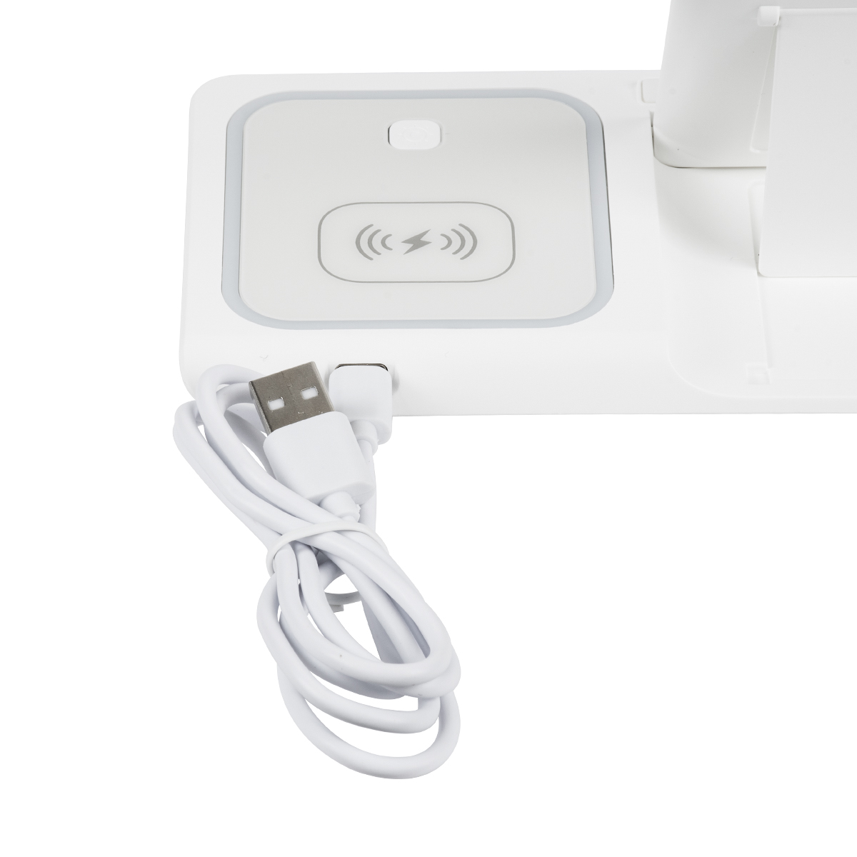 GloboStar® 79706 Επιτραπέζια Σταθερή Βάση Ασύρματης Φόρτισης Fast Charging για Κινητά - Earphones - Smart Watches 15W Max - Λευκό - Image 6