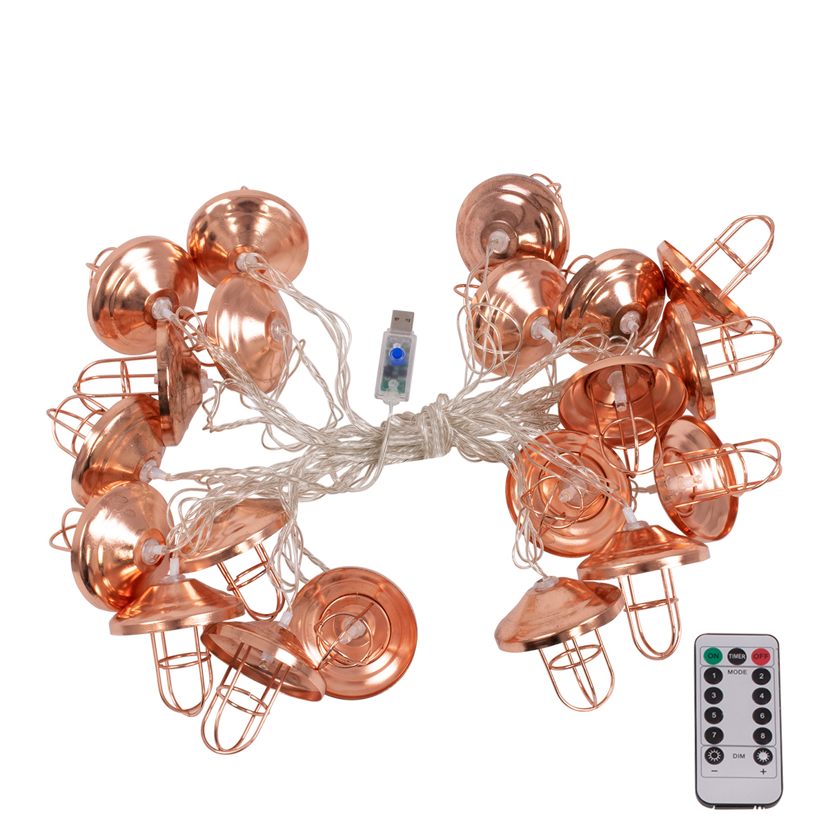 79810 Διακοσμητική Γιρλάντα Bronze Lamp 3 Μέτρα με Διακόπτη On/Off - 20 LED 2W DC 5V με USB & Διάφανο Καλώδιο IP20 Θερμό Λευκό 2700K Μ3m - Image 2