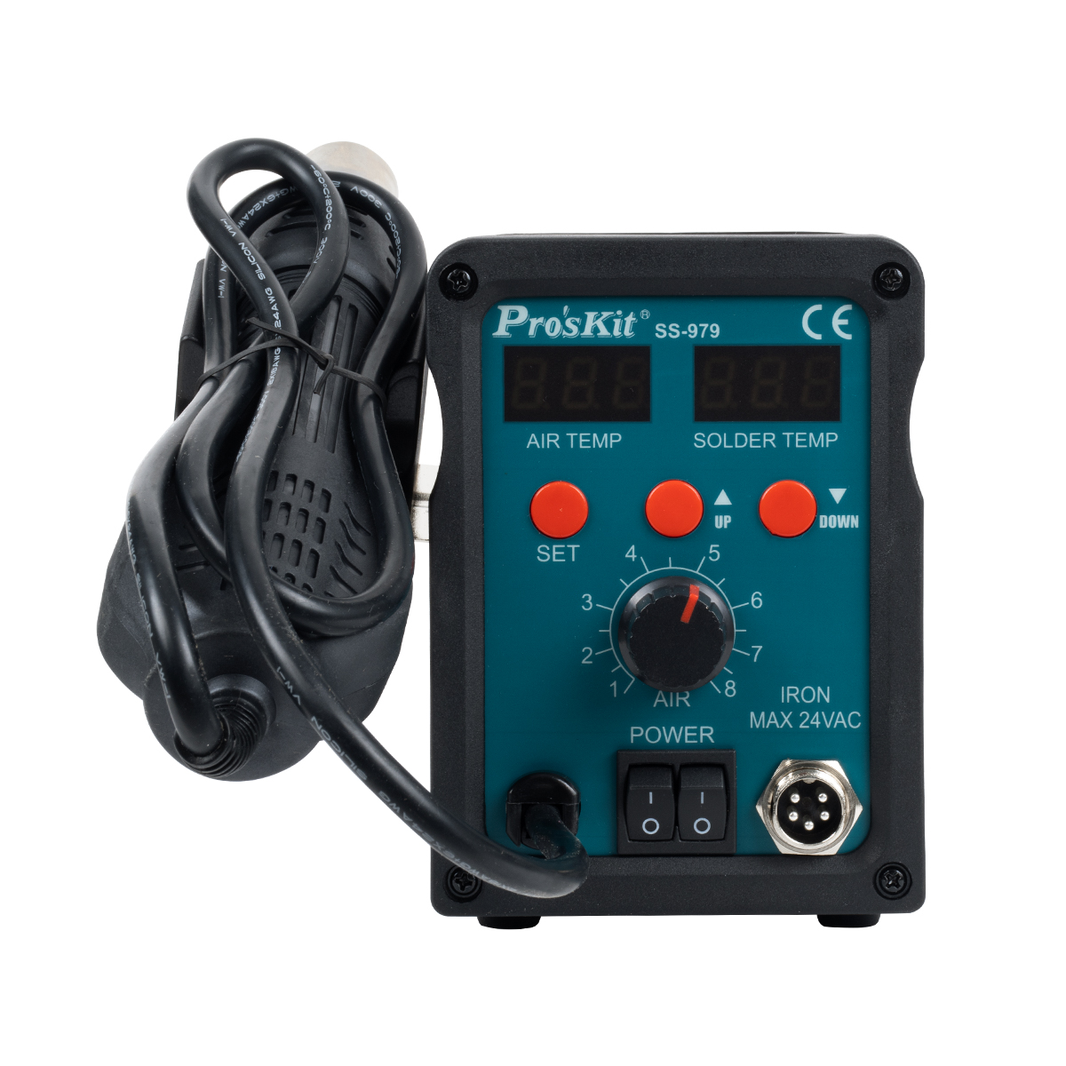 GloboStar® 79979 ProsKit SS-979 Ψηφιακός Σταθμός Συγκόλλησης 2in1 με Dual Digital Ψηφιακή Οθόνη - Κολλητήρι - Πιστόλι Θερμού Αέρα Hot Air Soldering Welding Gun και PID Προγραμματιζόμενο Σύστημα Ελέγχου Θερμοκρασίας - 760W - Image 3