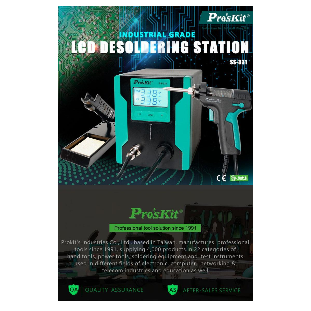GloboStar® 79994 Proskit SS-331H Desoldering Station - Επαγγελματικός Σταθμός Αποκόλλησης Ρεύματος 140W AC 220-240V με Ρύθμιση Θερμοκρασίας 160°C έως 480°C Μ13 x Π18.5 x Υ16cm - Image 10