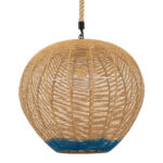 GloboStar® SIMON 00727 Boho Κρεμαστό Φωτιστικό Ανάρτηση Μονόφωτο 1 x E27 IP20 Μπεζ & Μπλε Σχοινί - Μ50 x Π50 x Y47cm