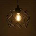 GloboStar® SOLON 201-0059 Μοντέρνο Κρεμαστό Φωτιστικό Πλέγμα Μονόφωτο 1 x E27 IP20 Μαύρο Μέταλλο - Μ22 x Π22 x Υ70cm - Image 2