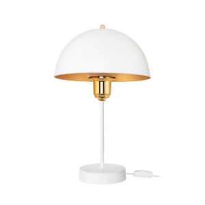 GLOBOSTAR® GAZETA 203-0302 Μοντέρνο Επιτραπέζιο Φωτιστικό Πορτατίφ με Ντουί 1 x E27 AC 220-240V IP20 - Λευκό & Χρυσό  - Μ25 x Π25 x Υ39cm