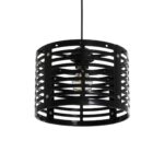 GloboStar® DOMINIC 202-0030 Μοντέρνο Κρεμαστό Φωτιστικό Καπέλο Μονόφωτο 1 x E27 IP20 Μαύρο Πλαστικό - Μ30 x Π30 x Υ70cm