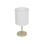 GloboStar® GLOSSY 204-0078 Μοντέρνο Eπιτραπέζιο Φωτιστικό Μονόφωτο 1 x E27 IP20 Χρυσό Μέταλλο με Μπεζ Ύφασμα - Μ15 x Π15 x Υ39cm