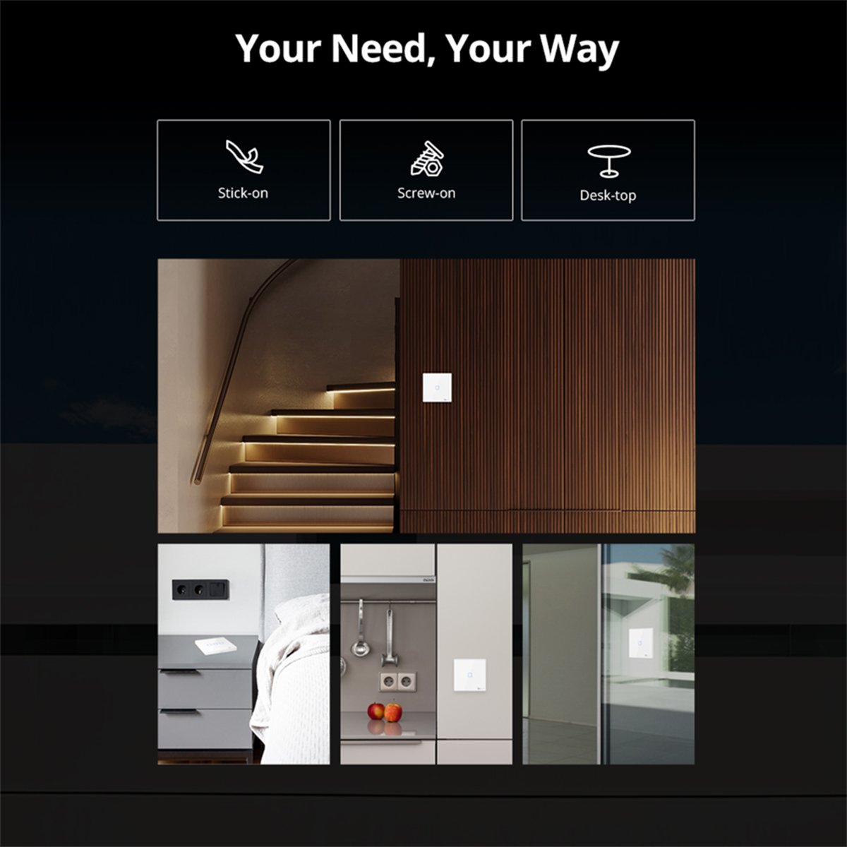 GloboStar® 80066 SONOFF T2EU2C-RF - 433MHz Wireless Smart Wall Touch Button Switch 2 Way - RF Series - Image 9