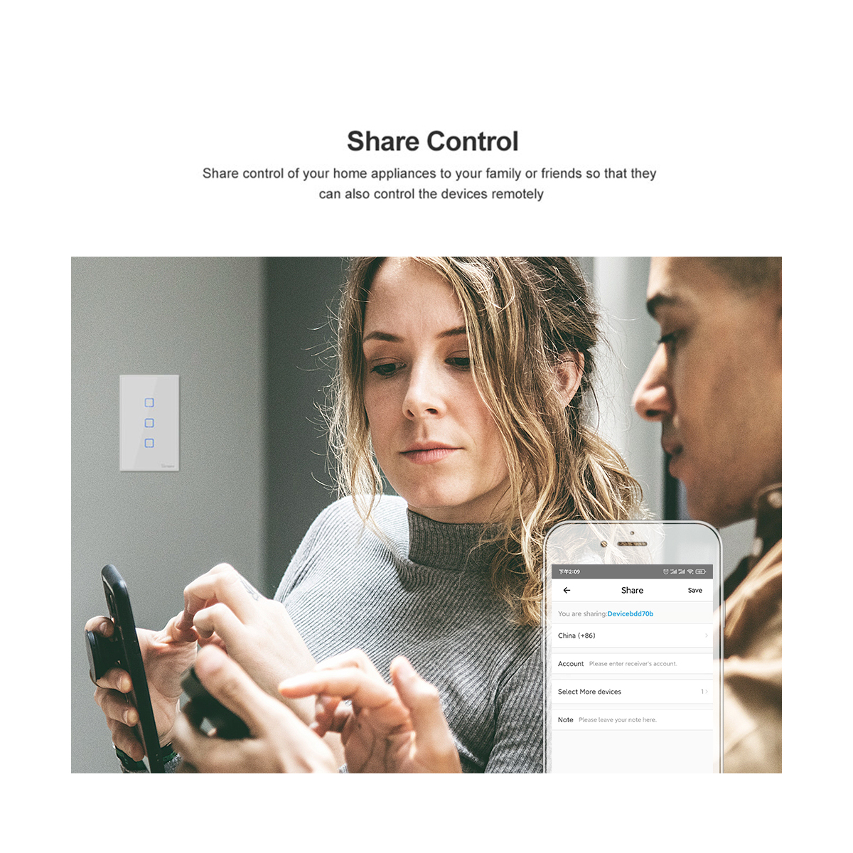 GloboStar® 80131 SONOFF T2EU2C-RF - 433MHz Wireless Smart Wall Touch Button Switch AC 100-240V Max 4A (2A/Way) 2 Way - RF Series - Image 15