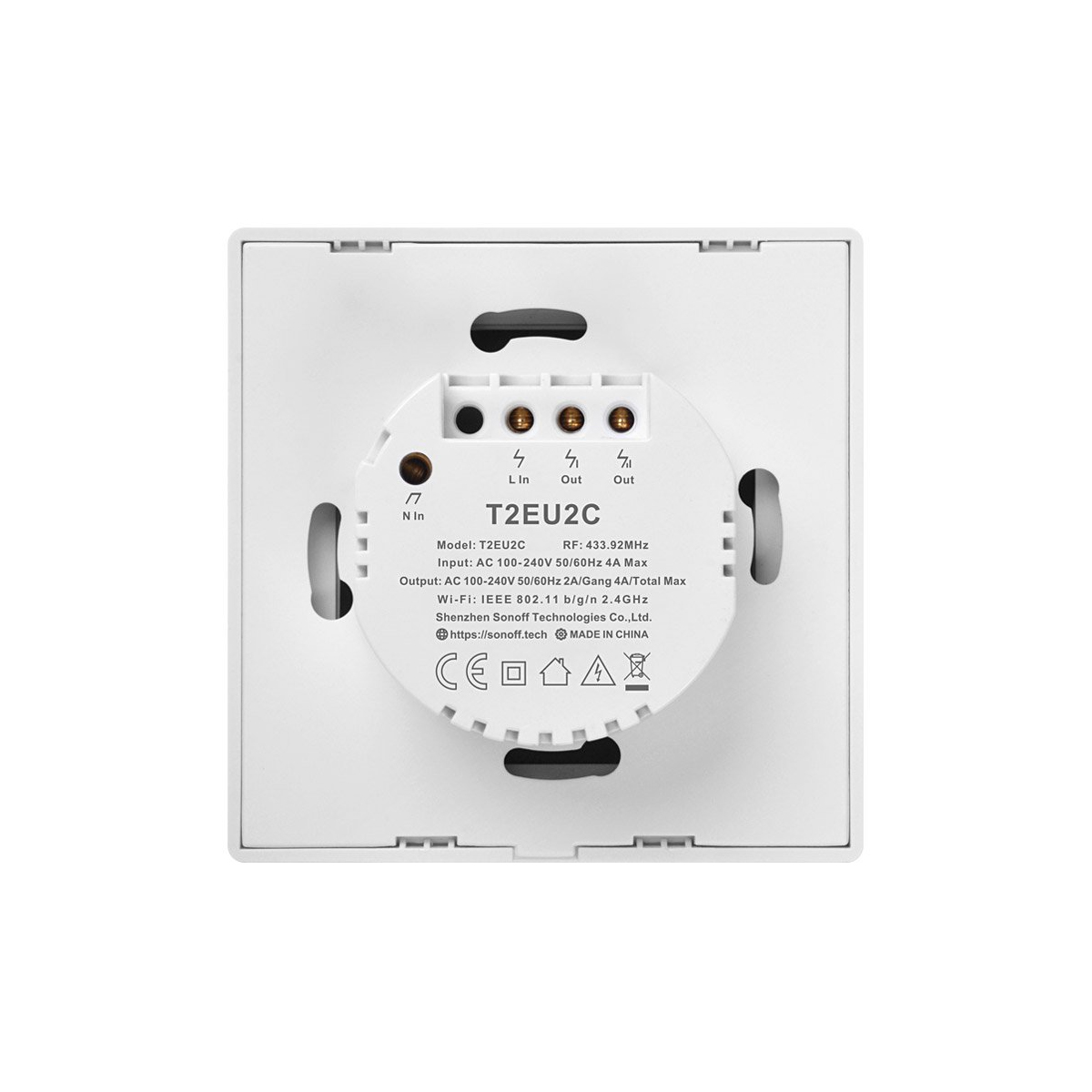GloboStar® 80131 SONOFF T2EU2C-RF - 433MHz Wireless Smart Wall Touch Button Switch AC 100-240V Max 4A (2A/Way) 2 Way - RF Series - Image 4